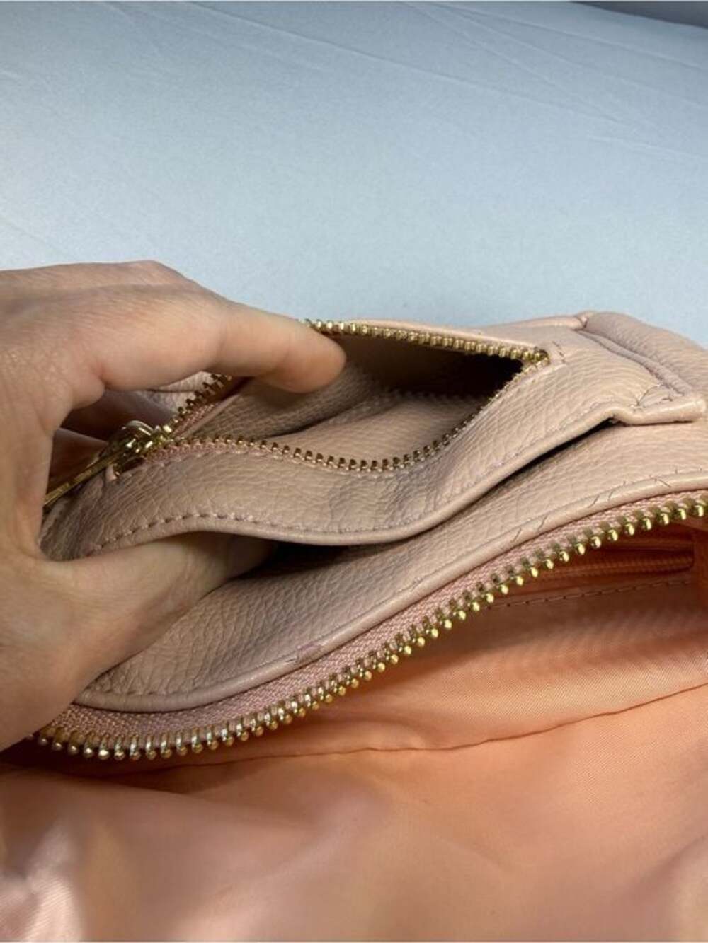 Fawn Design Blush Pink Pebbled Leather Crossbody Bag Belt Bag or Shoulder bag - Picture 10 of 11